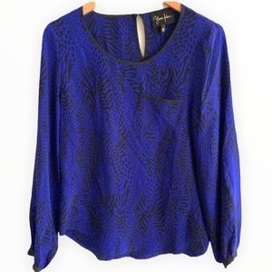 Yumi Kim Carly Silk Graphic Print Blouse Medium